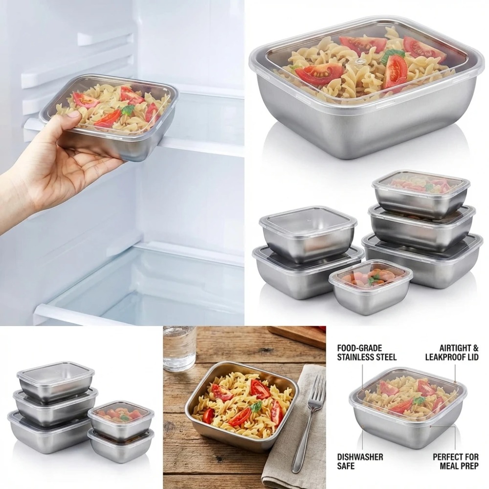 6PCS Stainless Steel Food Stor - đánh giá và giá Kitchen Gadgets Organizer